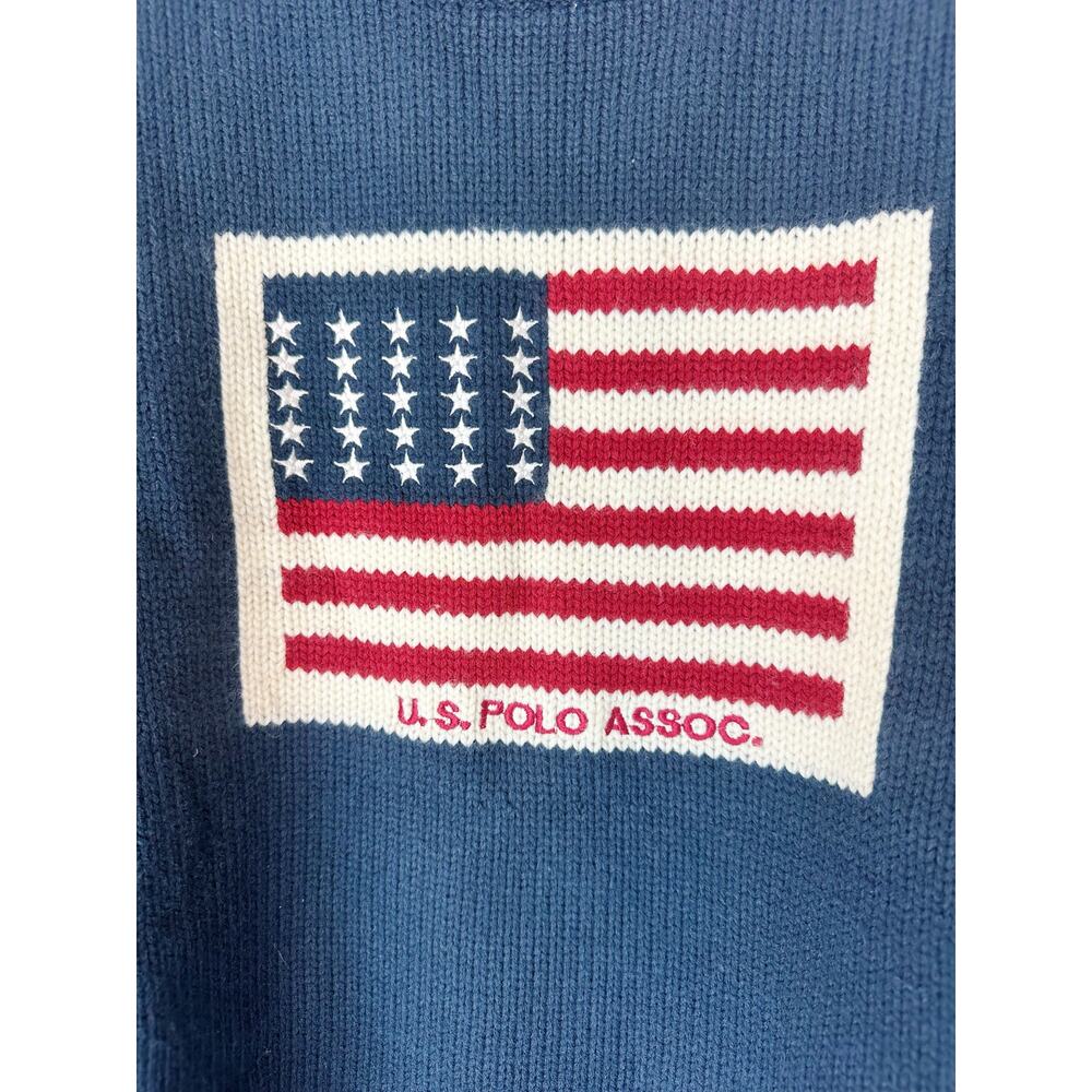 Polo by Ralph Lauren Navy Crewneck Sweater with American Flag Patch - Picture 4 of 7